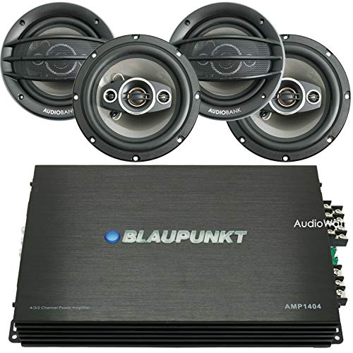 BLAUPUNKT AMP1404 1500 Watts Maximum Output Power 4-Channel Full Range Car Audio Amplifier + AUDIOBANK 6.5 Coaxial Car Audio Speakers 400 Watts Peak Power - (4 Speakers) BLAUPUNKT AMP1404 1500 Watts Maximum Output Power 4-Channel Full Range Car Audio Amplifier + AUDIOBANK 6.5 Coaxial Car Audio Speakers 400 Watts Peak Power - (4 Speakers)